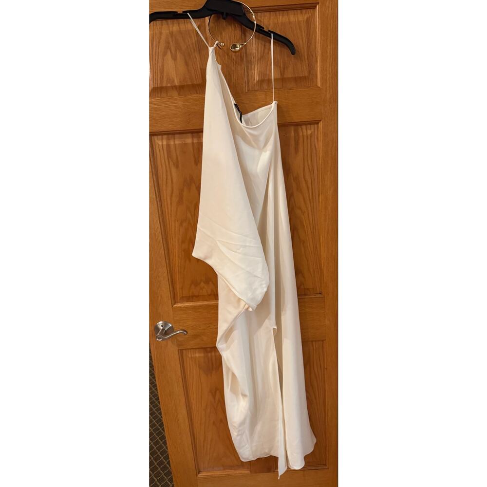 Chic Mango Cream Puff Sleeve Collared Midi Dress - Size 6 - Picture 5 of 6